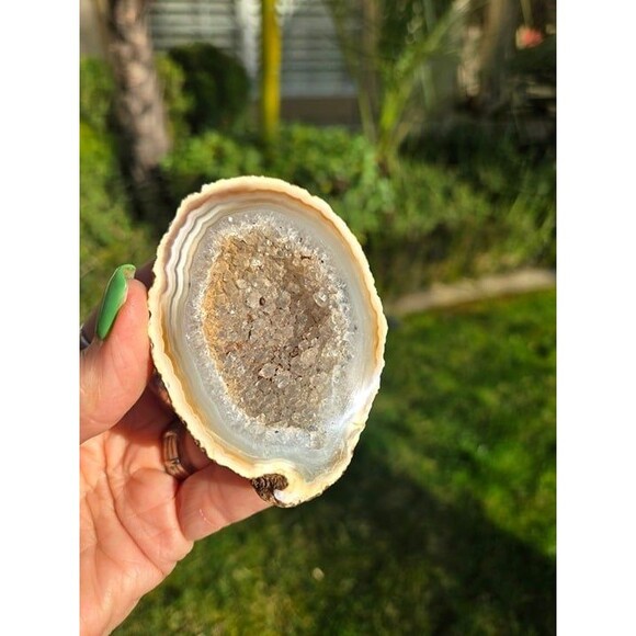 Natural Agate Geode with a Large Druzy Center - Picture 7 of 9